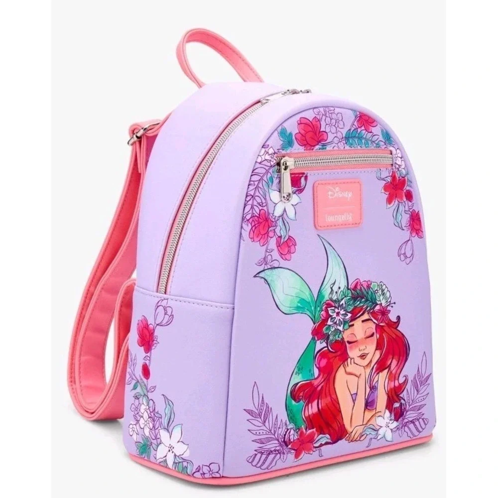 NEW‎ Loungefly Disney The Little Mermaid Floral Dream Mini Backpack & Cardholder